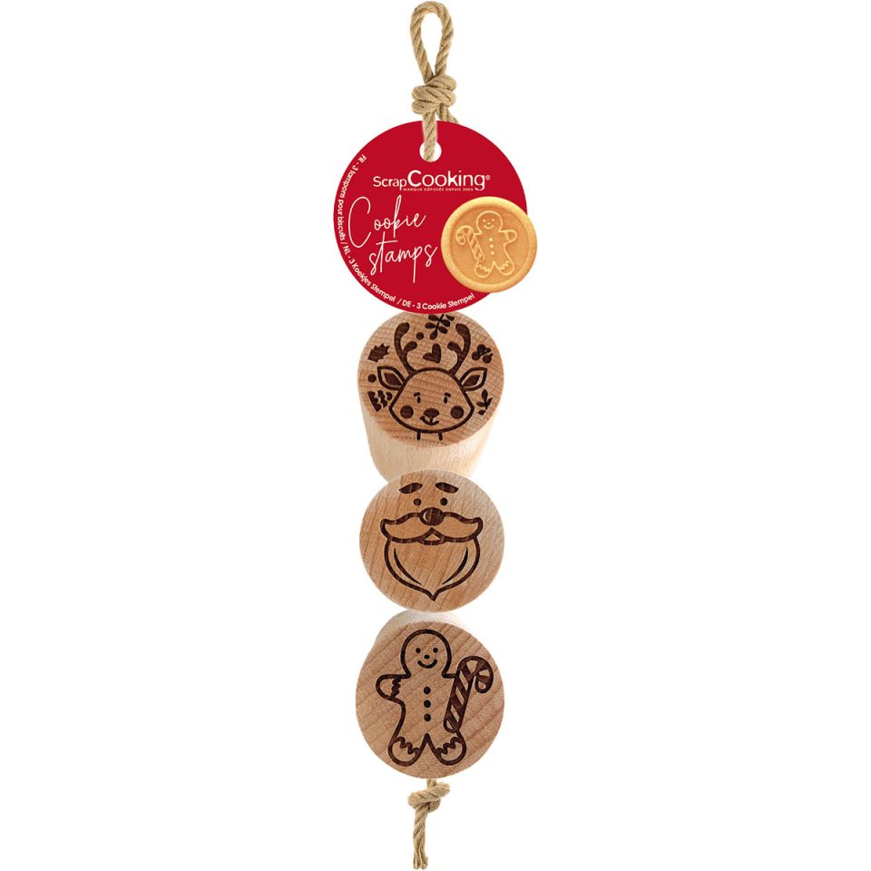 ScrapCooking houten Biscuit Stamps Festive Season 3 stuks