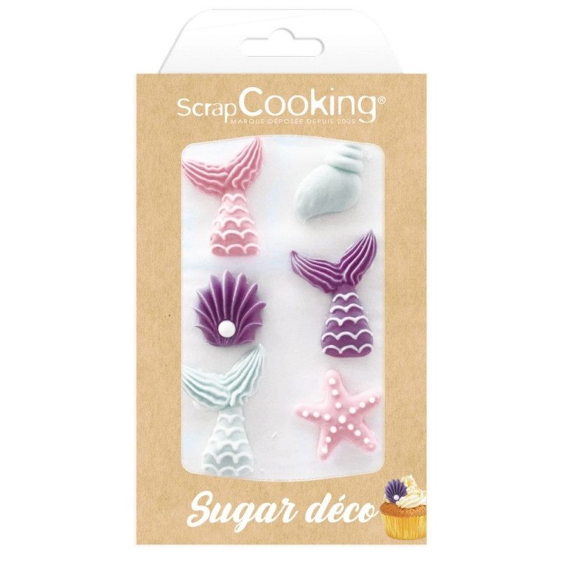 ScrapCooking suikerdecoraties Mermaid set van 6