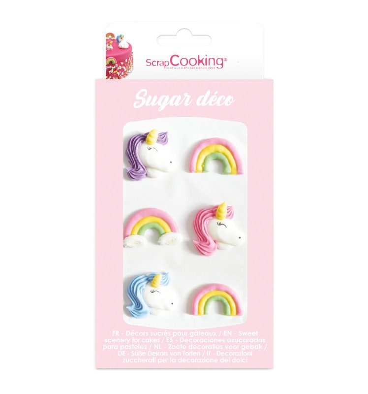 ScrapCooking suikerdecoraties Unicorn set van 6