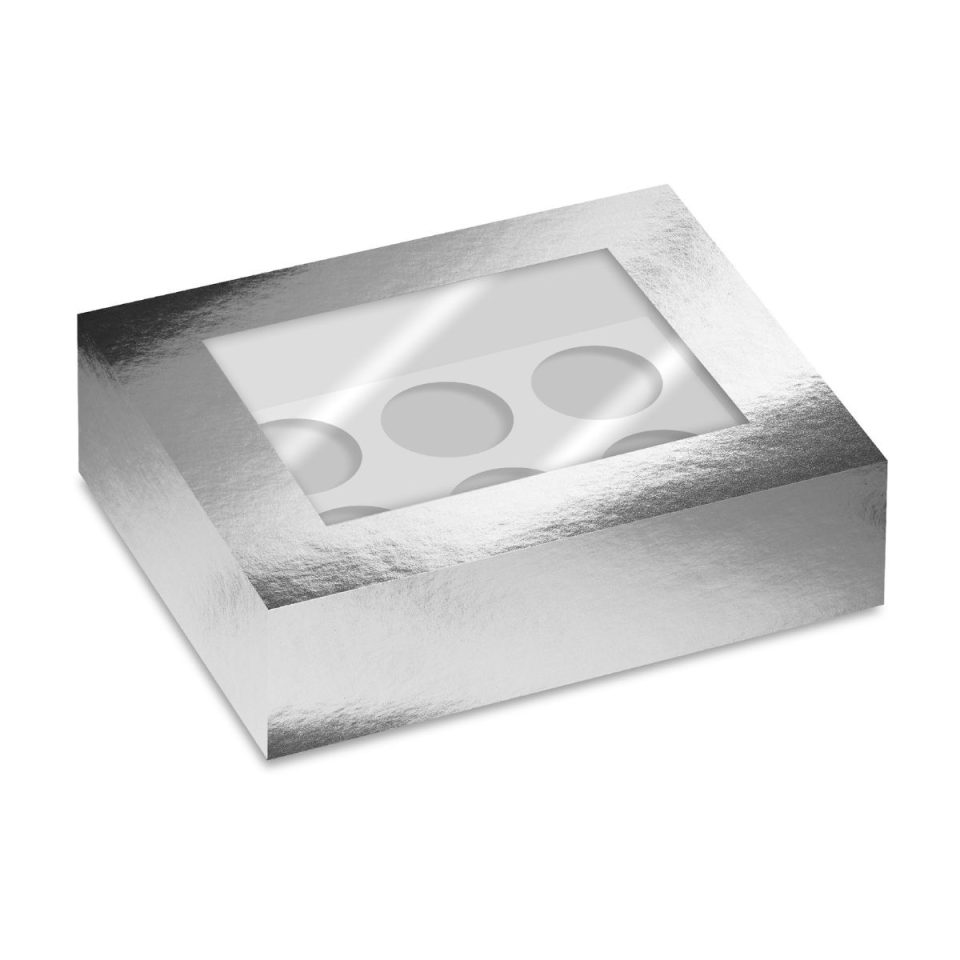 Simply Making cupcakedoos Window Silver Metallic 6 2 stuks