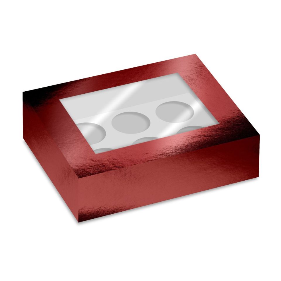Simply Making cupcakedoos Window Red Metallic 6 2 stuks
