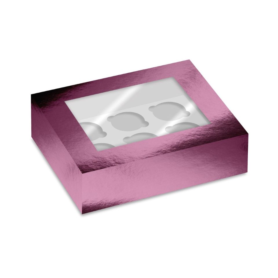 Simply Making cupcakedoos Window Pink Metallic 6 2 stuks