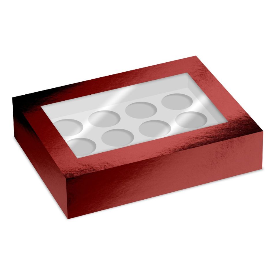 Simply Making cupcakedoos Window Red Metallic 12 2 stuks