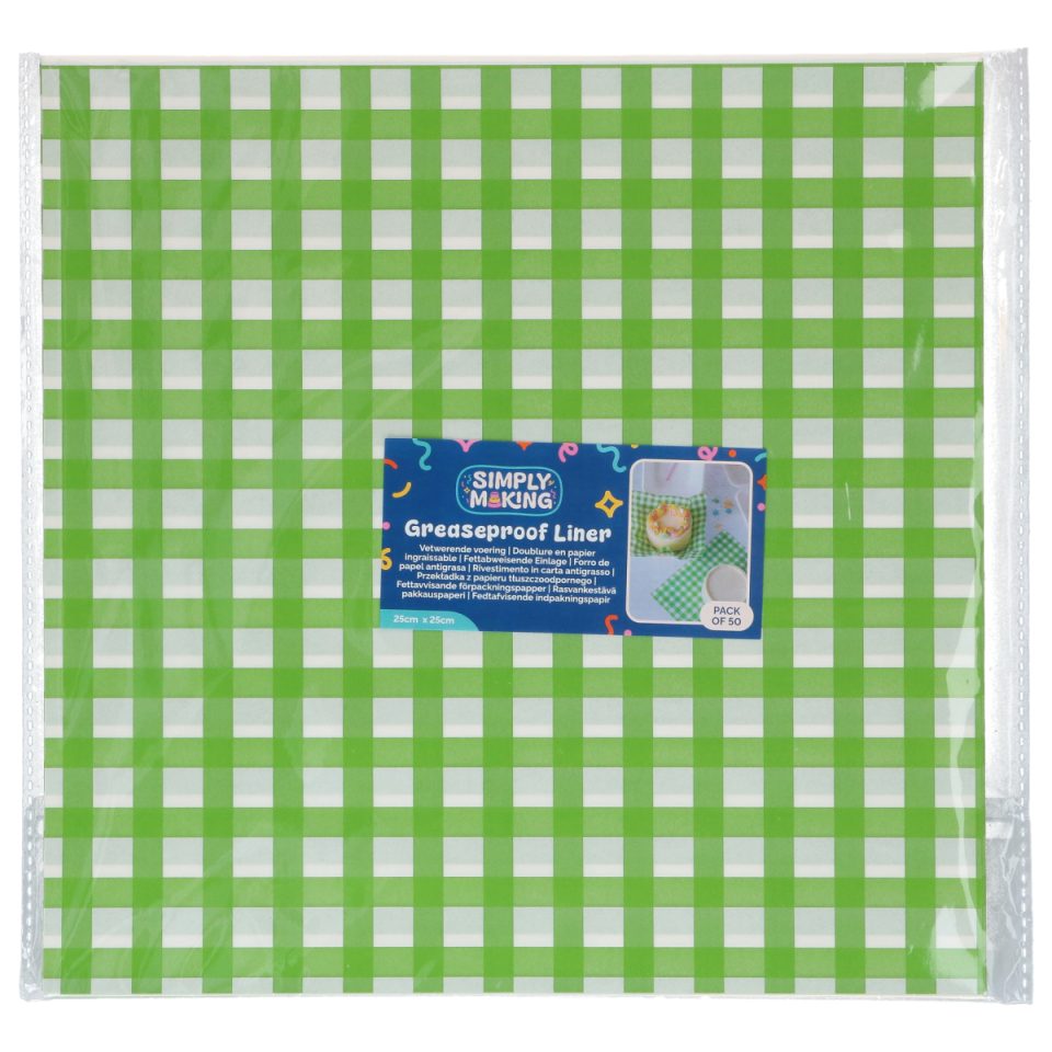 Simply Making Bento Box Liner Green Checkerboard 25x25 cm 50 stuks