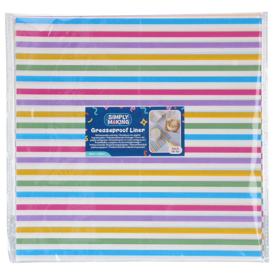 Simply Making Bento Box Liner Rainbow Stripes 25x25 cm 50 stuks