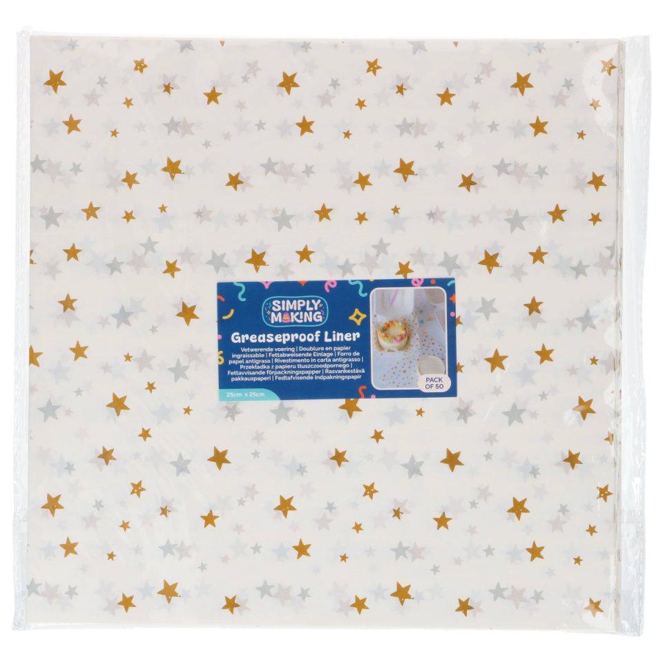 Simply Making Bento Box Liner Gold Silver Stars 25x25 cm 50 stuks