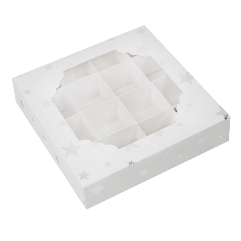 Simply Making Treat Box and Inserts Silver Stars 16 holtes 100 stuks