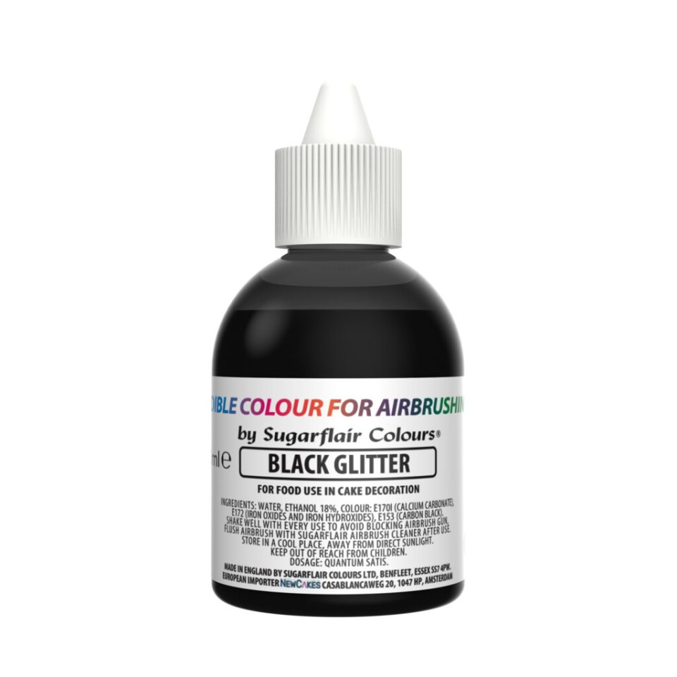 Sugarflair Airbrush Colour Glitter Black 60 ml