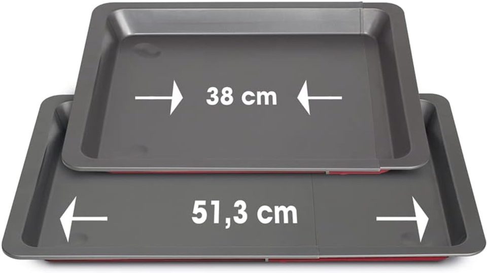 Guardini bakvorm Rossana 2.0 Uitschuifbare Rechthoekig 33x37/ Rood/Grijs 52 cm