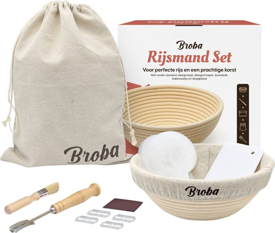 Broba rijsmand met Deegschraper en Broodzak