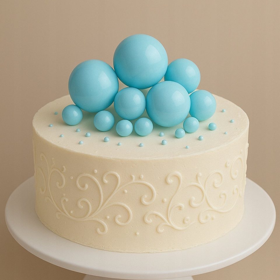 Tortito Blauwe Taartdecoratie Ballen op Prikkers (20 stuks)