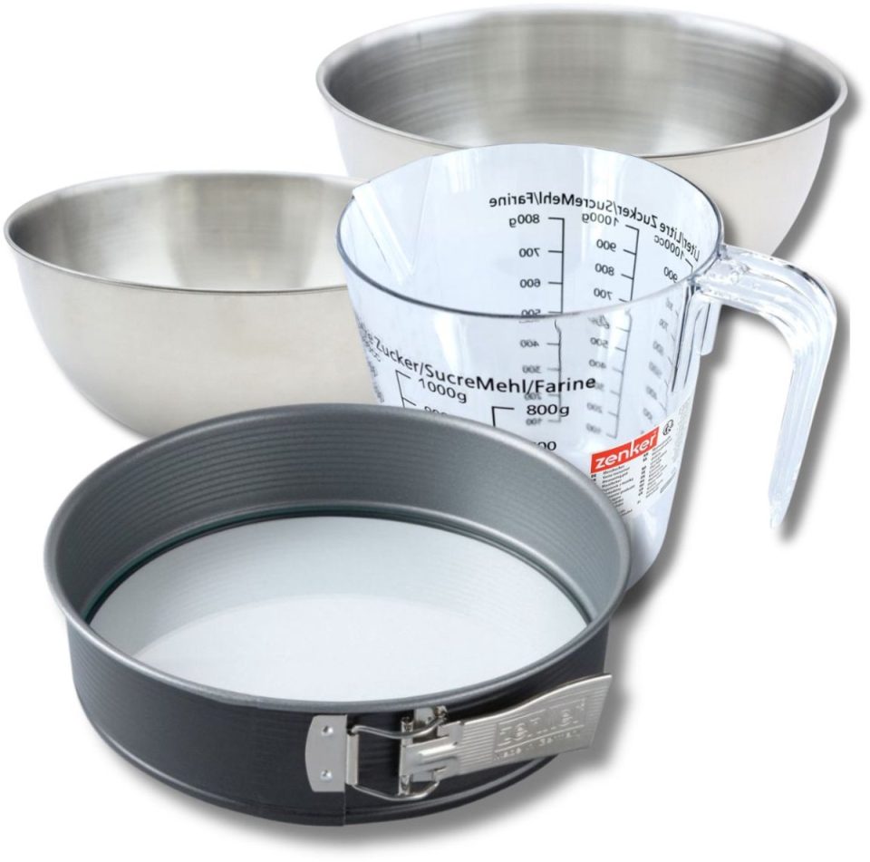 Zenker Bakkersset met springvorm van staal 2 mengkommen 26 cm