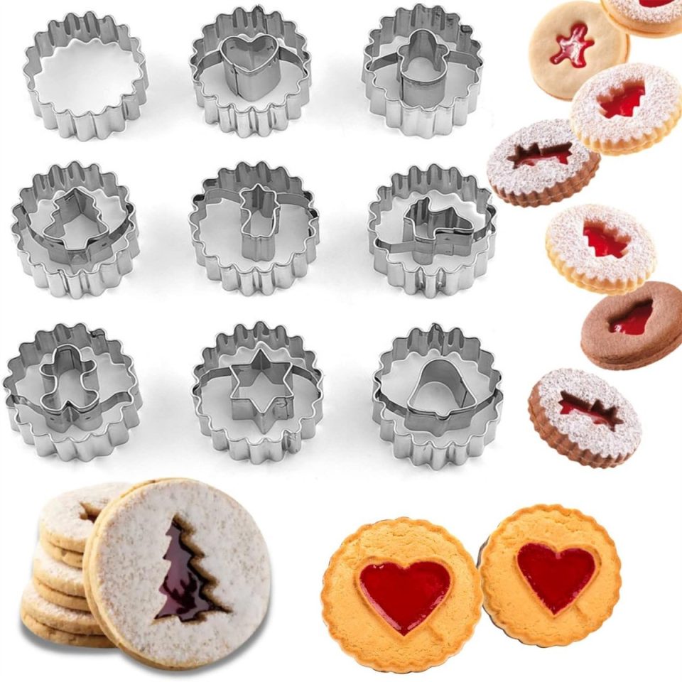 Qttvbtna Kerstkoekjes Vormpjes Set 9-delig Zilver 4,5 cm