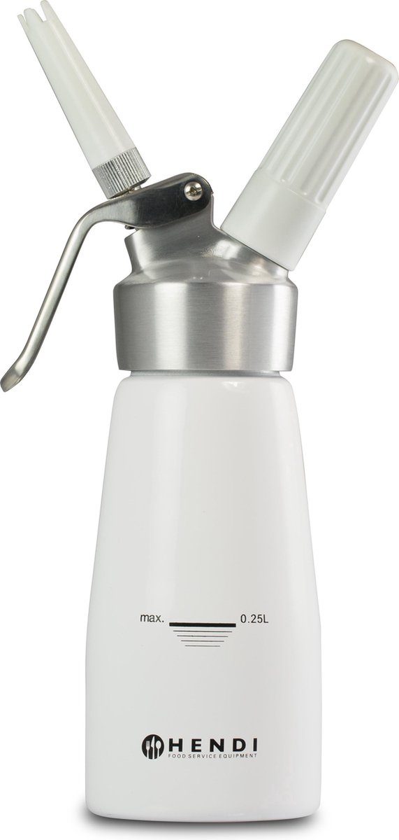 Hendi Slagroomapparaat met 3 spuitmondjes voor slagroom 0,25 l