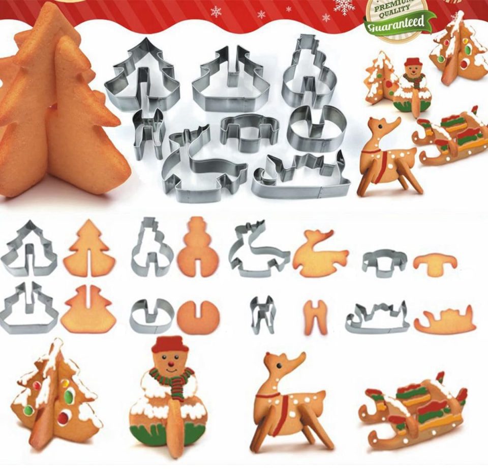 Uni-Fine Shop driedimensionale koekjesvormpjes (8 stuks)