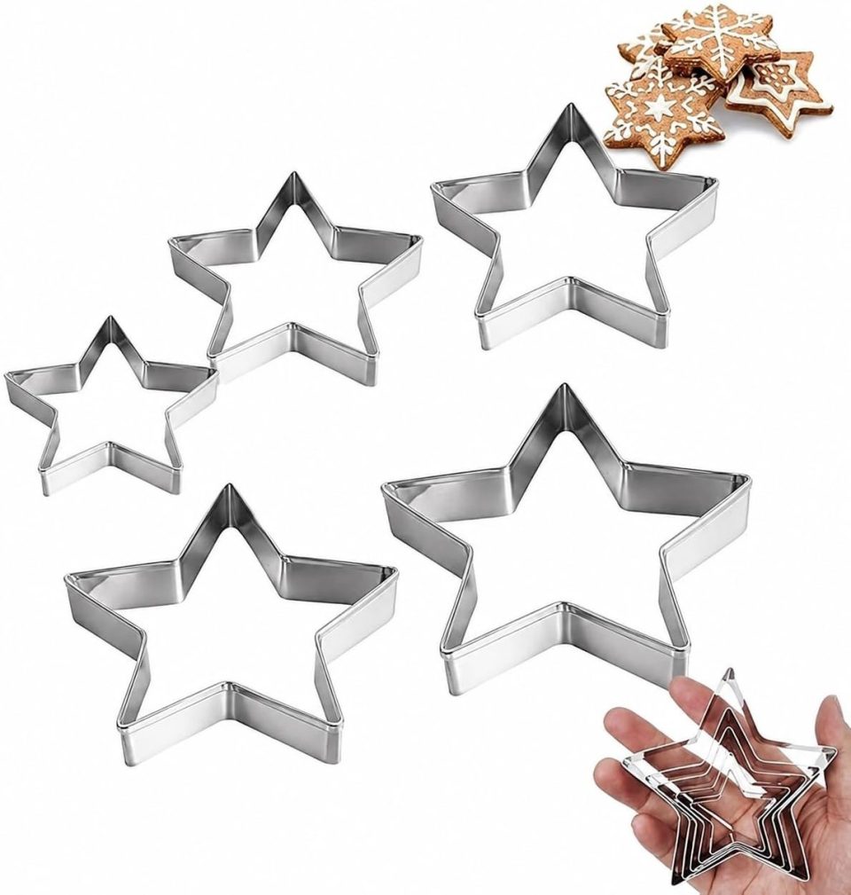 Huttutu Koekjesvorm 5-delige Sterrenvorm Set Vijfpunts Ster (5 stuks)
