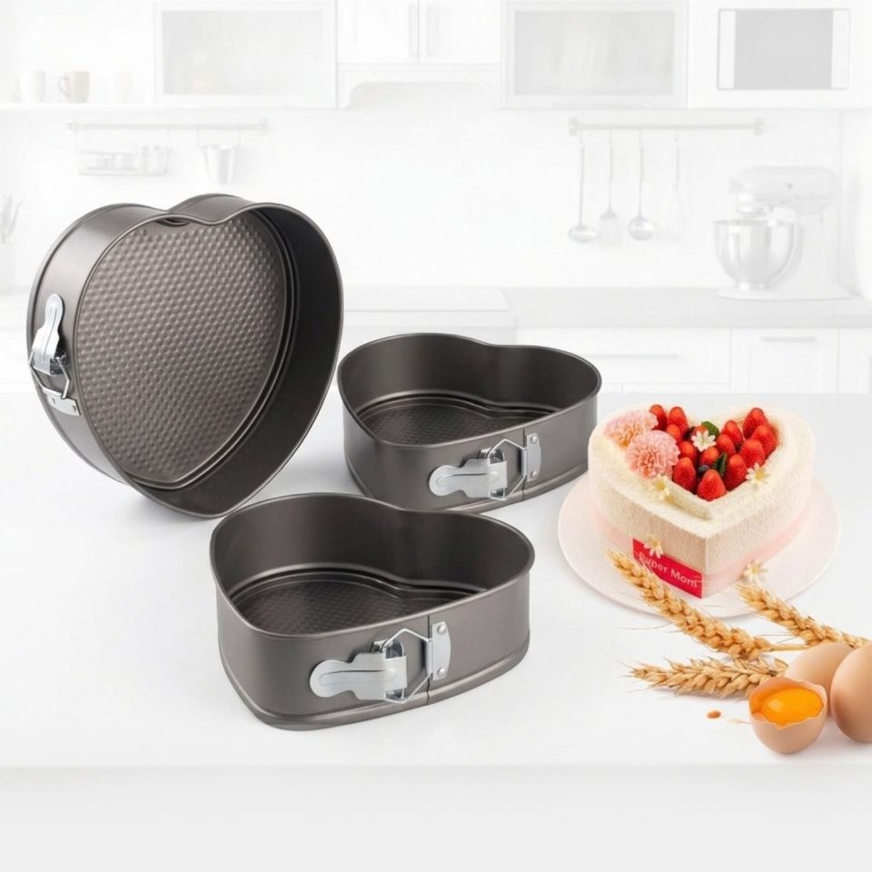 NbyMe bakvorm Hartvormige Cakeblik Dessertvorm Zilver (3 stuks)