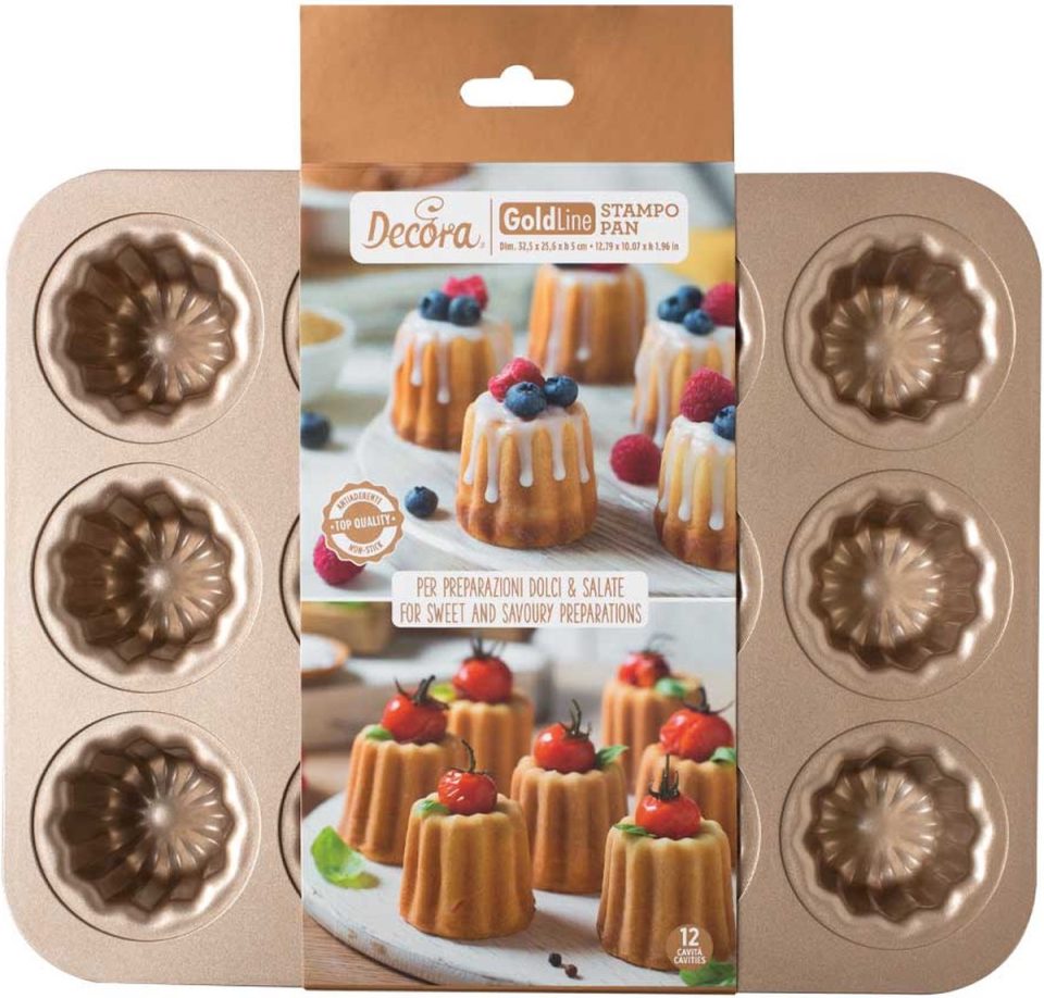 Decora bakvorm Gold Line 12 Canelés Ø Non-stick Metaal 5,5 cm