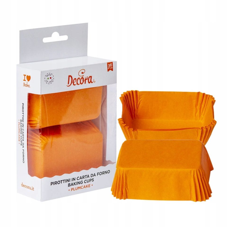 Decora Papieren Muffinvormpjes Oranje Rechthoekig 80 x 50 x 32 mm (36 stuks)