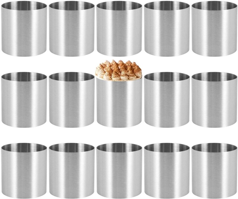 Nizeami roestvrijstalen mousse-ringen ronde koekjesvormpjes (15 stuks)