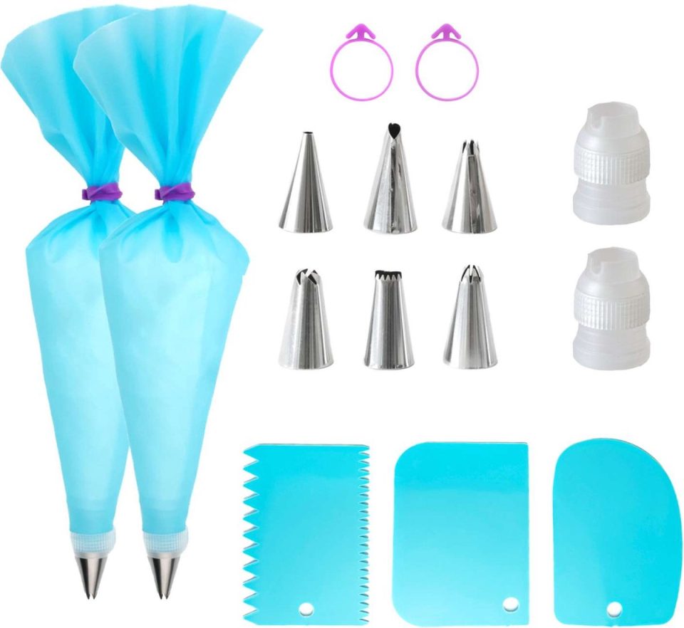 Intirilife spuitzakken 15-delige set van siliconen met roestvrijstalen