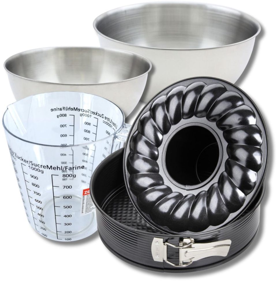 Zenker Bakkersset met springvorm en savarinvorm 2 mengkommen 26 cm
