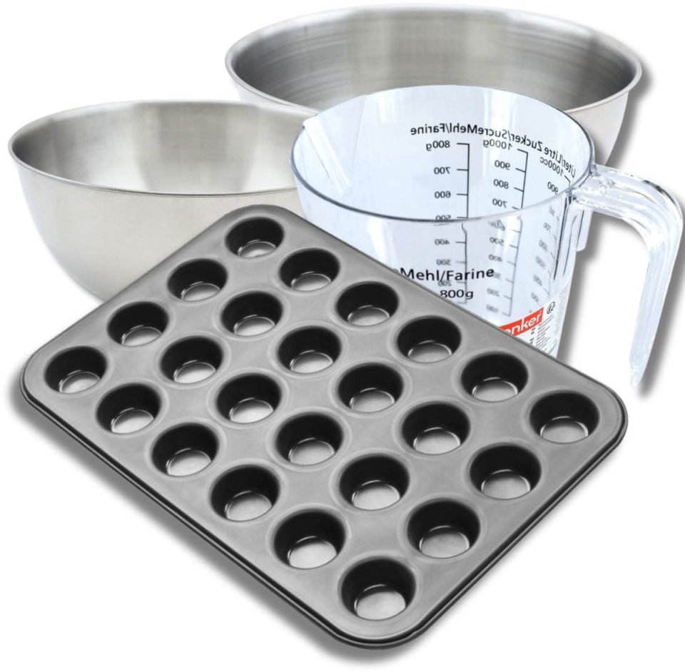 Zenker Bakkersset met muffinvorm 24 holtes 2 mengkommen 38 x 26 cm