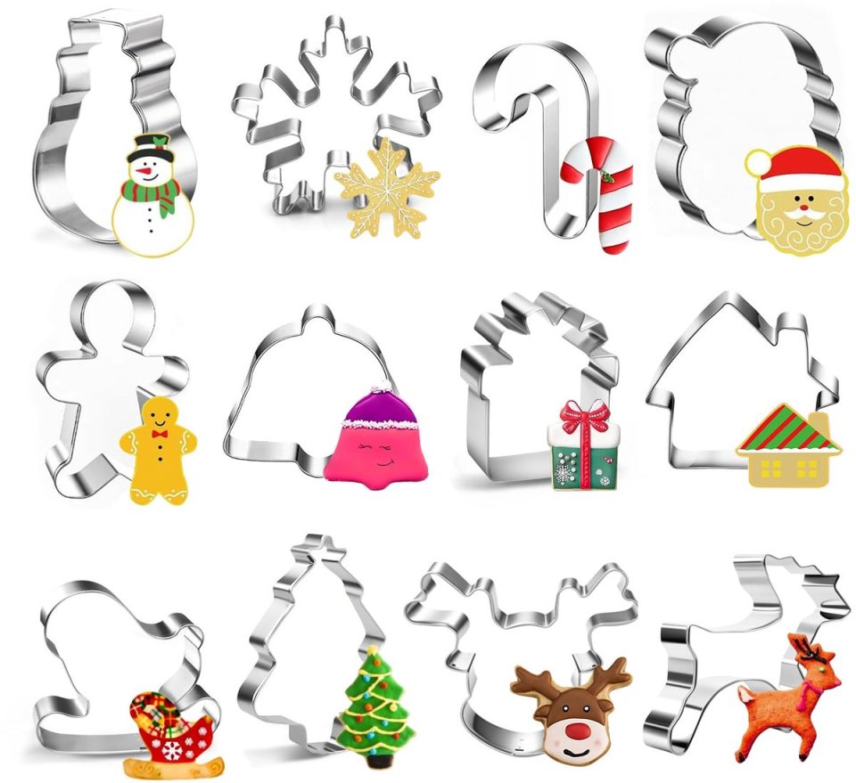 Unyqoos Uitgebreide set van 12 koekjesvormen voor feestelijke kerstcreaties