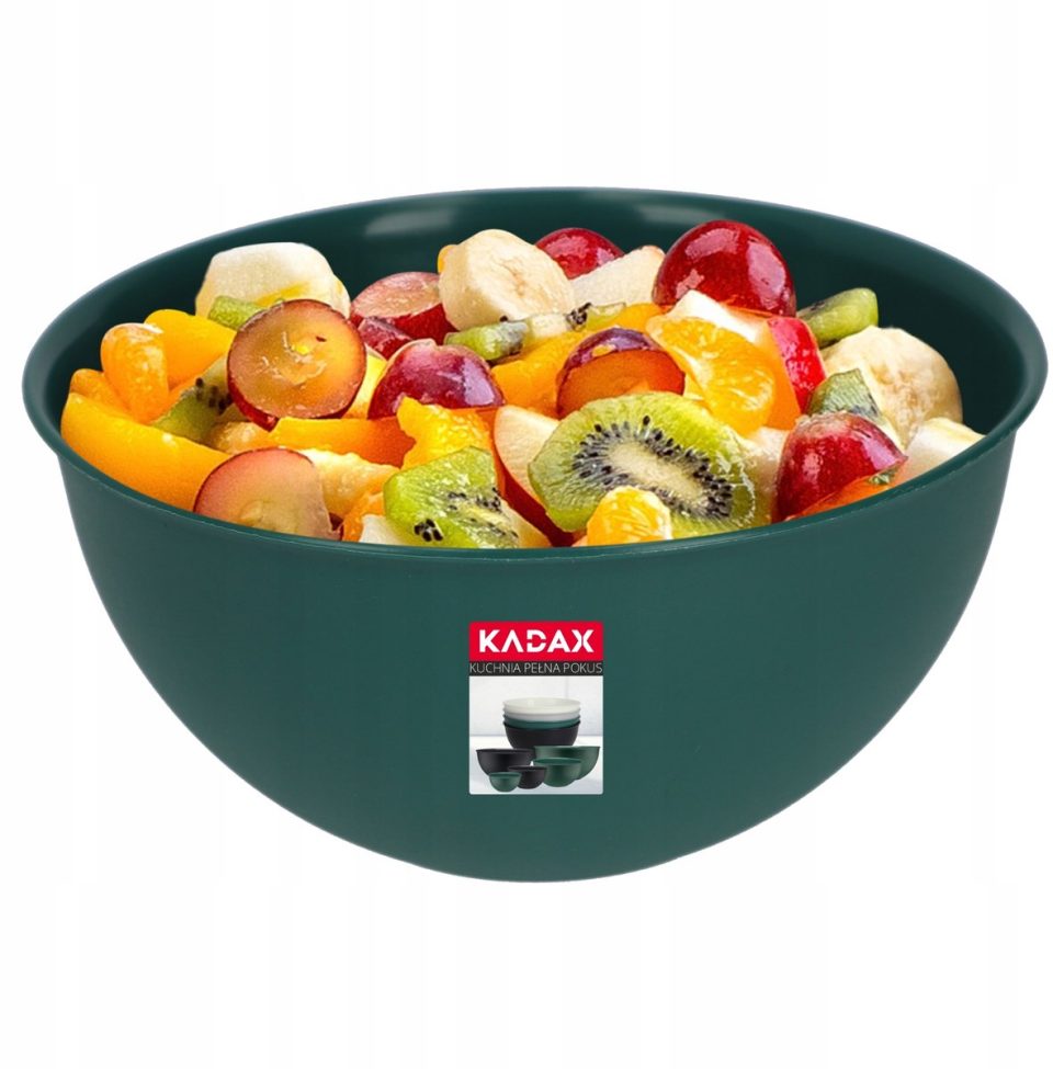 Kadax Kom van kunststof, slakom, stapelbare mengkom, plastic kom, keukenkom, ronde serveerschaal voor keuken, salade, deeg, (, groen) 5 l