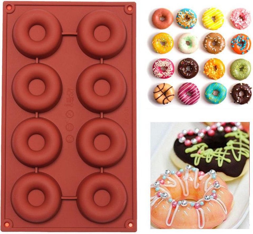 TrendX bakvorm Siliconen Donutvorm / Donut 8 Cavity Bruin