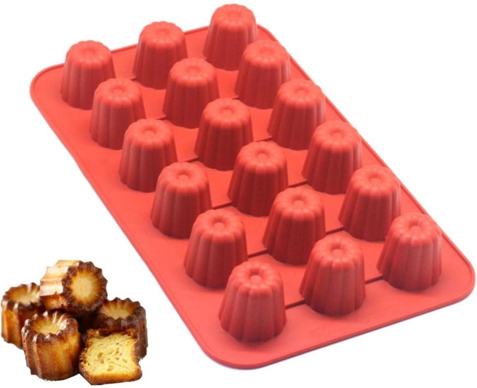 GelldG cakevorm Canelé-vorm Siliconen Maakt 18 minicakes Ø35 mm 32 mm