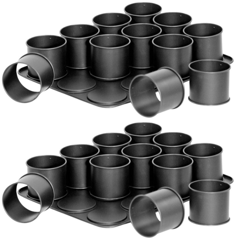 Zenker Set van 2 Bakplaten 12 mini Verwijderbare ronde vormen 38 x 30 cm