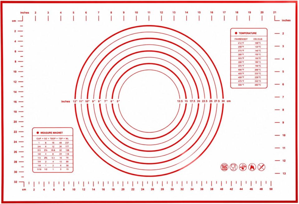 kaiyaya bakmat Siliconen met maataanduidingen rood 60 x 40 cm