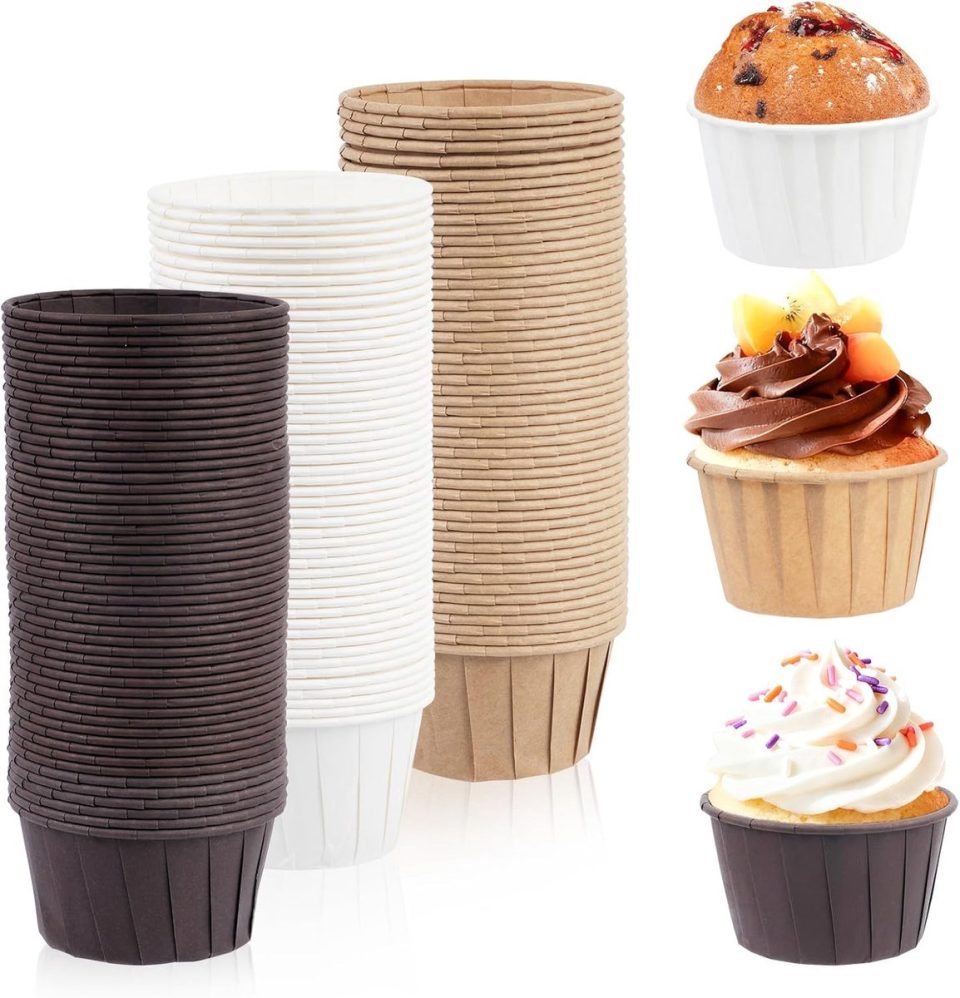 Imperatoris Cupcake vormpjes papier Set van 150 bruin wit 6,6 cm