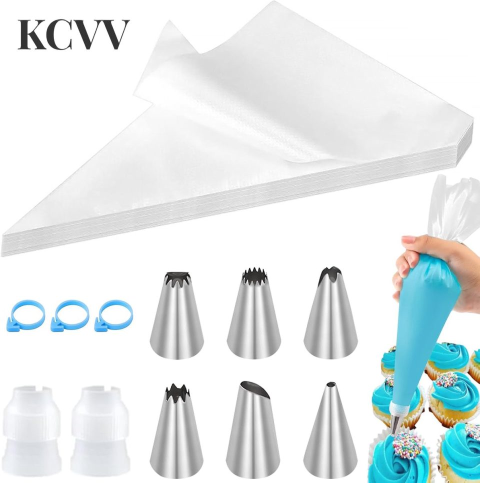 Kcvv spuitzakken groot-spuitzakken met spuitmondjes- 100 wegwerp Wit 30 x 20 cm