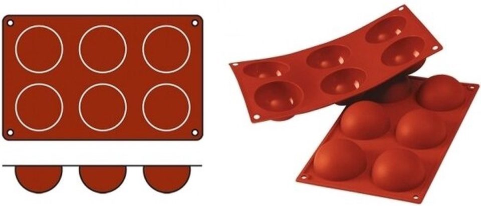 Silikomart bakmat Half-Sphere (Cap. SiliconFlex 070056 (06 stuks)