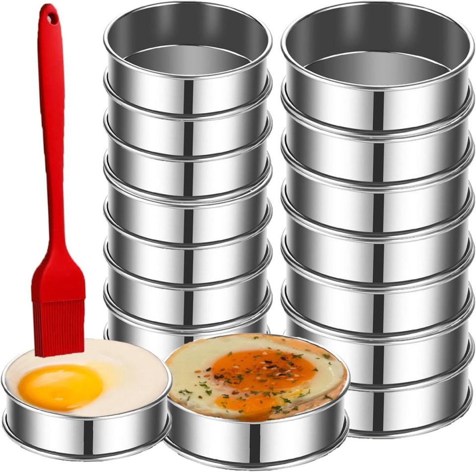 KZQ 16-Delige Set Roestvrijstalen Bakvormen Voor Engelse Muffins