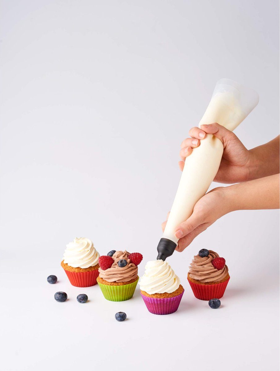 Mastrad spuitzak set met spuitmondjes, zwart