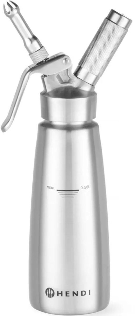 Hendi Slagroomapparaat met 3 RVS-spuitmondjes voor desserts 0,5 l