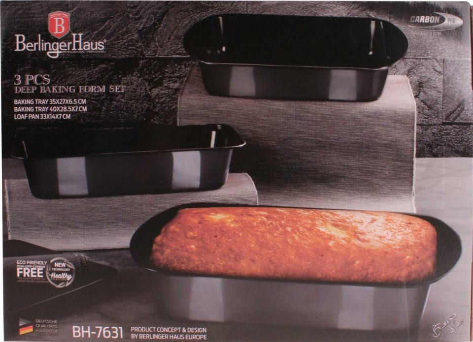 Berlinger Haus bakvorm Carbon Donkergrijs 3-delig 40 X 28,5 cm