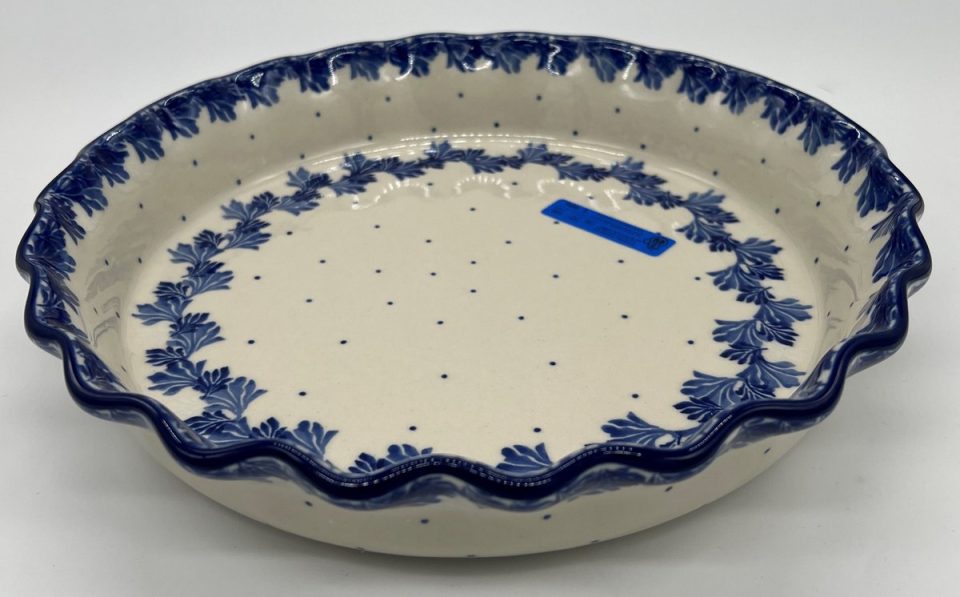 Bunzlau quichevorm keramiek blauwe waaier 26 cm