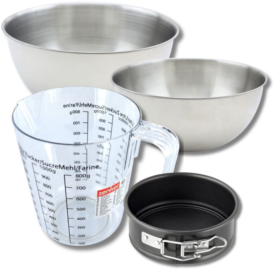 Zenker Bakkerset met mini taartvorm 2 mengkommen 12 cm