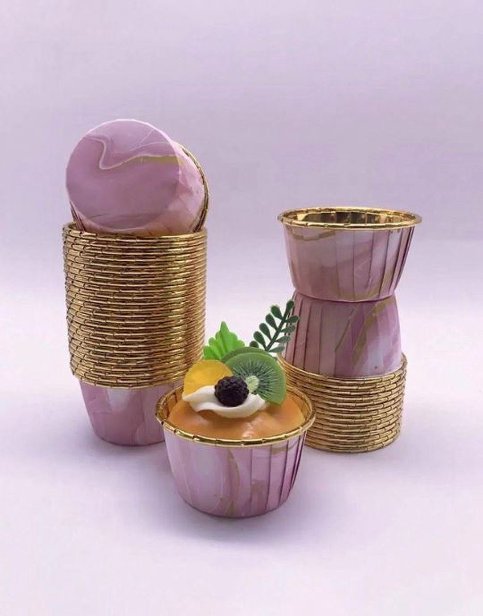 Jealie Muffin Cupcake Bakvormen Roze Goud (30 stuks)