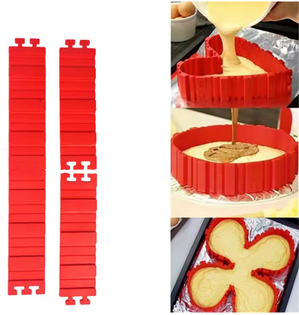 Chpn bakvorm Flexibele Siliconen vorm 4-delig Rood 18 cm