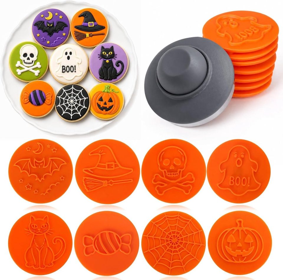 Merkloss'' Halloween Magnetische Suction Stempel Cookie Mould Set (8 stuks)