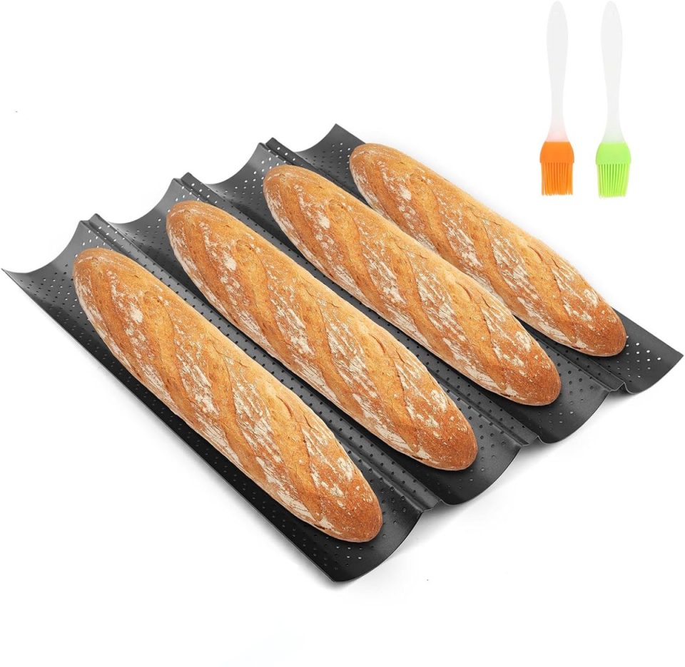 NCRealher Baguettebroodvormenset Geperforeerde Franse Broodvorm Voor 4 Broden