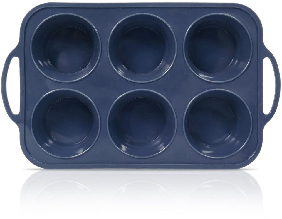 Famanu muffinvorm van siliconen met metaal versterkt frame 6 kopjes grijs