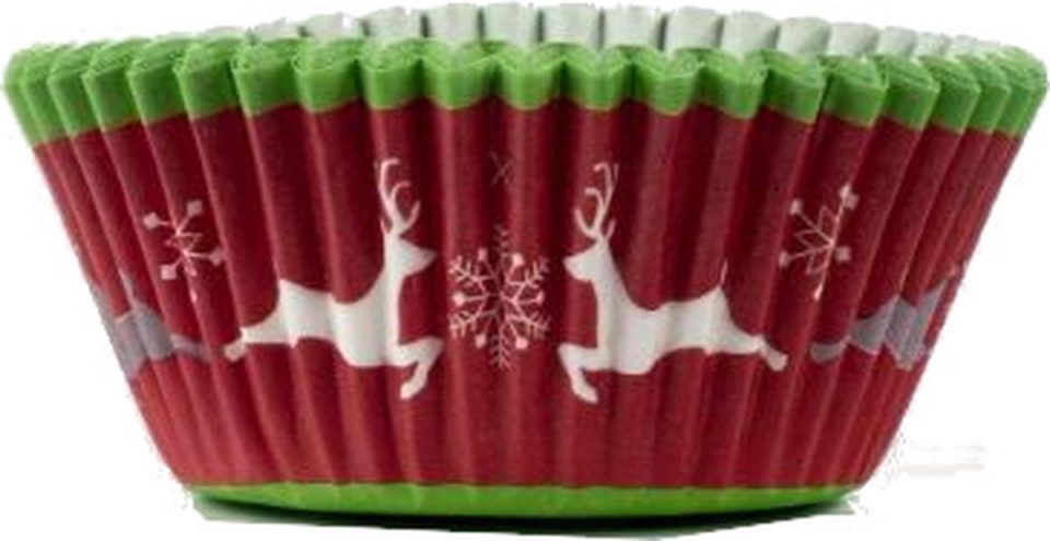 Jealie Muffin Cupcake Bakvormen Papieren Bak Vormpjes Groen Rood Wit (100 stuks)