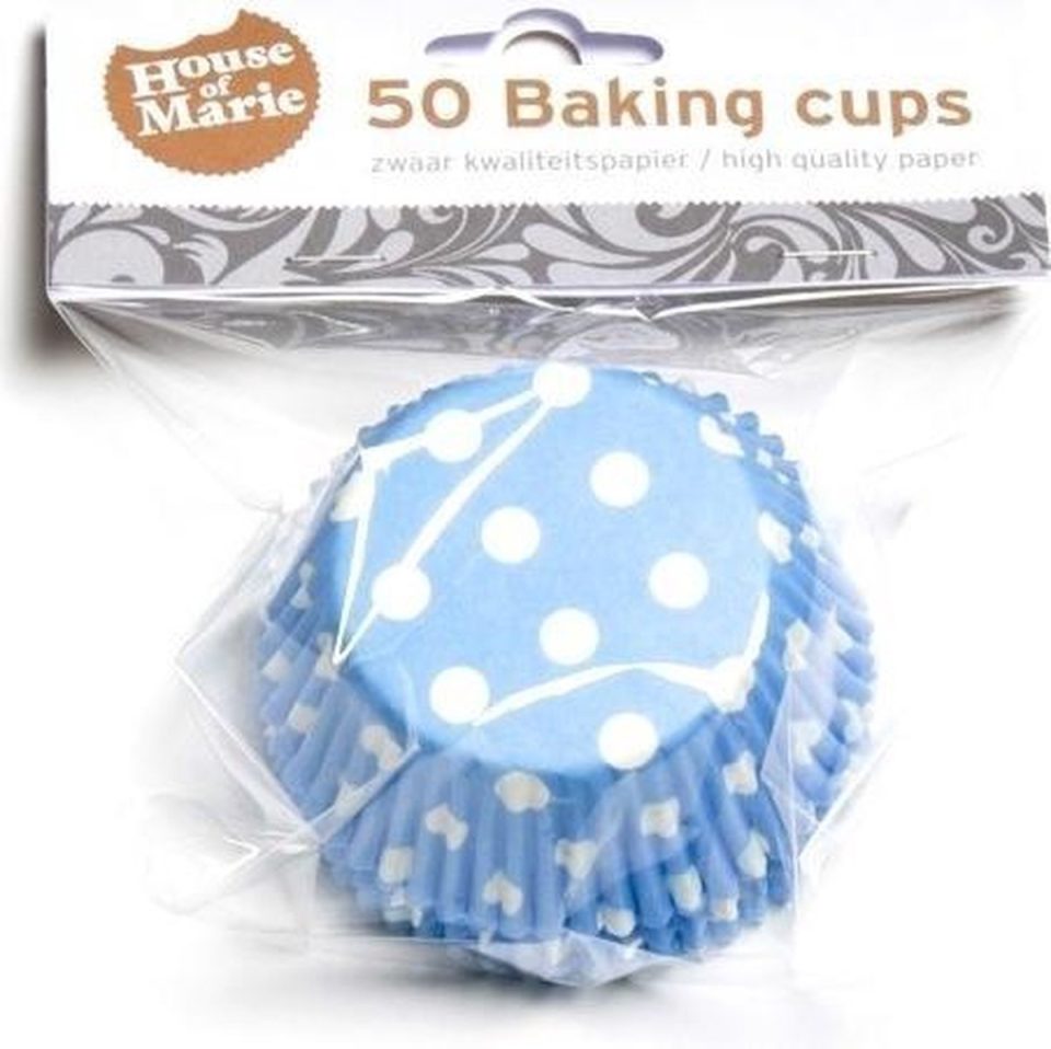 House of Marie Cupcake Vormpjes Stip Blauw pk/50