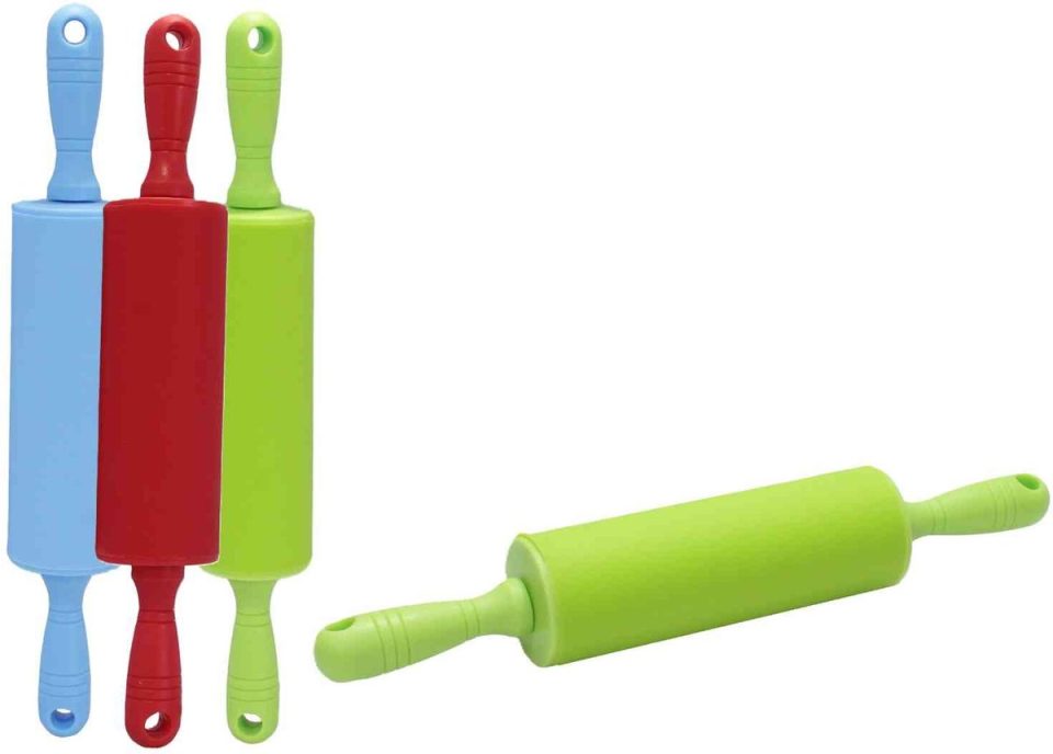 Enger deegroller Silicone Kleurrijk Willekeurige kleur (groen/blauw/rood) 46 cm